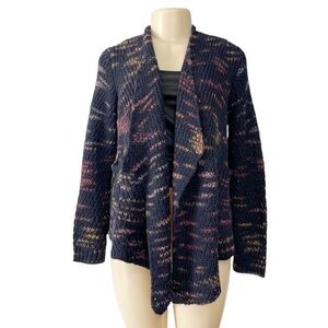 Tracy Reese Collarless‎ Navy Sweater Wool Blend Knit Cardigan Small
